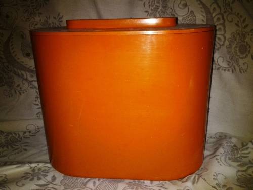 ICE BUCKET -- BRIGHT ORANGE - 3 PIECE - REMOVABLE ICE CONTAINER - RETRO 1970s -- EXCELLENT CONDITION