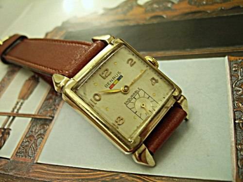 VINTAGE 1940'S BENRUS - ENDURABLE - WITH RED, YELLOW, BLUE LOGO