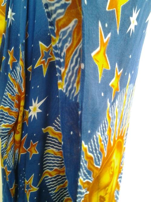 WOMEN'S PLUS SIZE - BRIGHT, FUN SUN AND MOON PRINT KAFTAN - RAYON - NEW - ONE SIZE FITS MOST