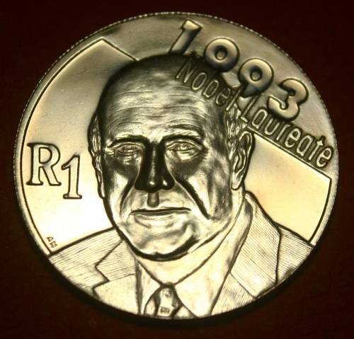 2007 Silver R1 - RSA UNC Protea Series-Nobel Laureate ~ F.W. de KLERK