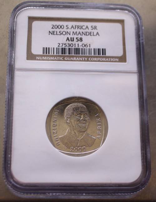 2000 - R5.00: Mandela Smiley Face - NGC Graded