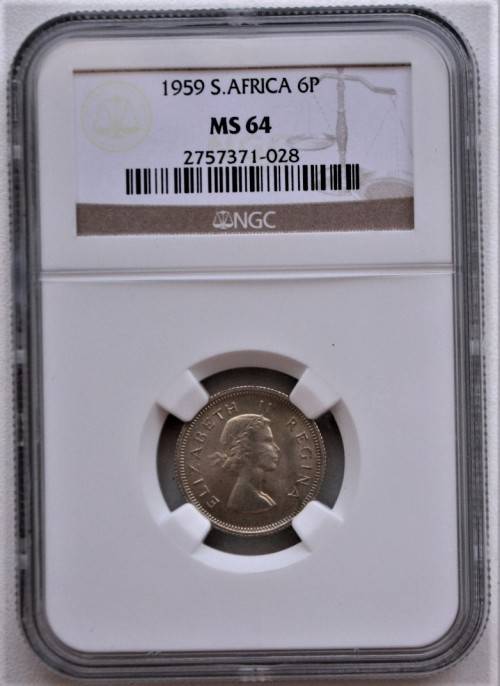1959 ~ Union of S.A. SixPence ~ NGC Graded - cRaZy R1 StArT!!!