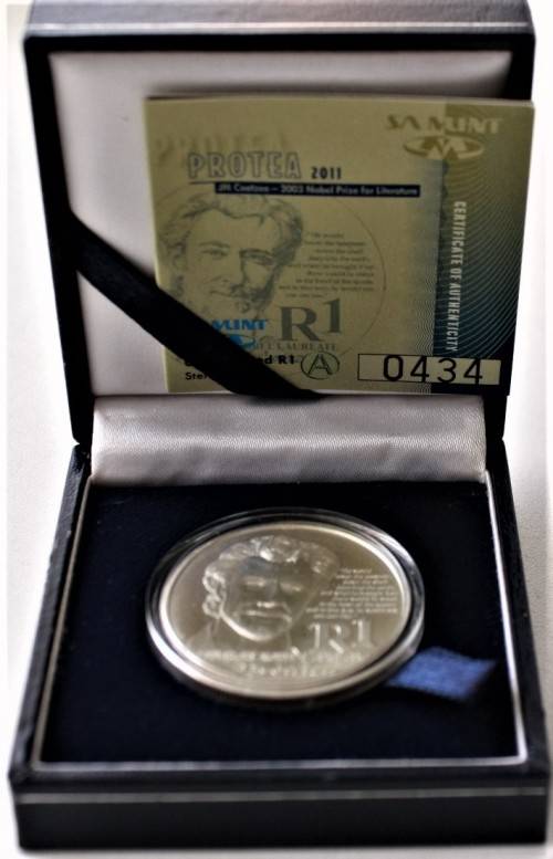 2011 ~ Protea Series UNC R1 - J.M.Coetzee ADELAIDE OVERSTRIKE- LOW MINTAGE of 600 ONLY!!! R1StArT!!!