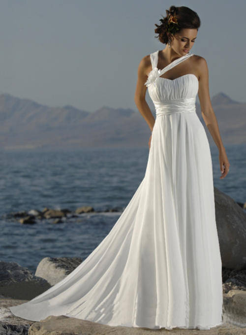 Gorgeous Informal Empire Halter Chiffon Beach Wedding Dress