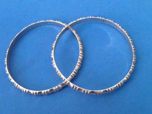 2 x 925 Sterling Bamboo Design Silver Bangles From Mauricus