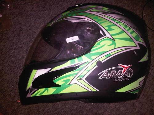 AMA Racing Kiff Green White & Black Designed Helmet