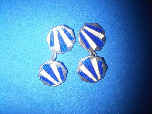 Vintage Silver With Blue & White Enzmel Art Nuveau Design