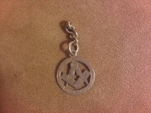 Vintage Sterling Silver Freemason Fob Chain Charm