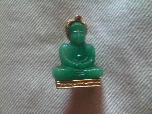 Vintage Gold Tone Jade Budah Broach