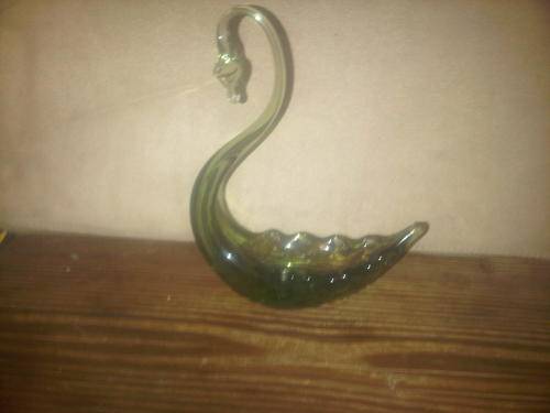 Beautiful Hand Blown Murano Green Glass Swan
