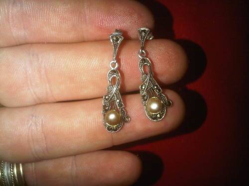 Vintage Sterling Silver Marcasite Earings