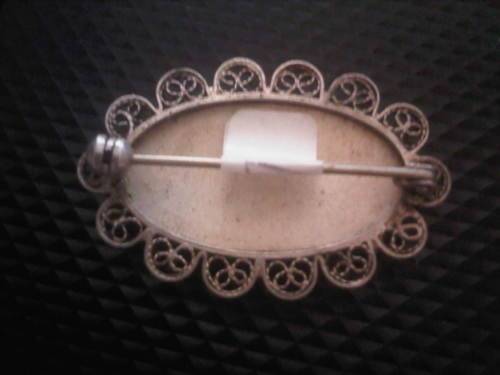 Vintage Dutch Silver Delft Brooch