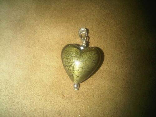 Vintage Sterling Silver Glass Heart Pendant