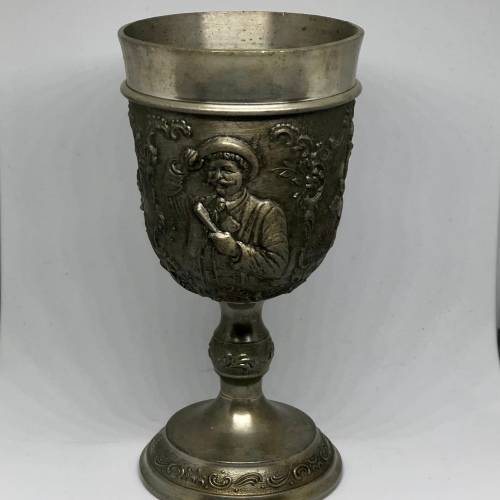 2 Pewter Goblets with Hunting Motif