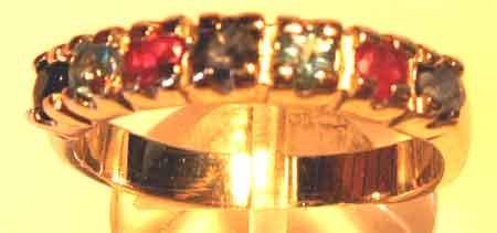 925 Sterling Silver & Genuine Stones Half Eternity  Ring