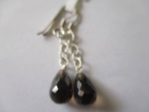 Solid Sterling Silver and Smoky Quartz  Earrings