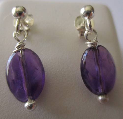 925 Sterling Silver  and Genuine Amethysts Earrings