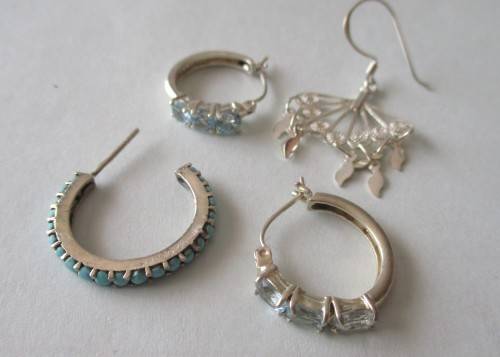 1 lot mix, 4 pieces, 925 Sterling Silver Earrings [price for all]