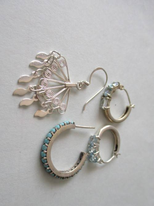 1 lot mix, 4 pieces, 925 Sterling Silver Earrings [price for all]