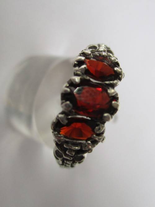 925 Sterling Silver  and genuine Garnets Ring