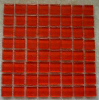 64 - Mosaic Mini Crystal Glass Tiles - Red 10 x 10 mm