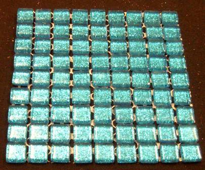 81 - " Glitter " Mosaic Mini Crystal Glass Tiles - Sea Green 10 x 10 x 4 mm