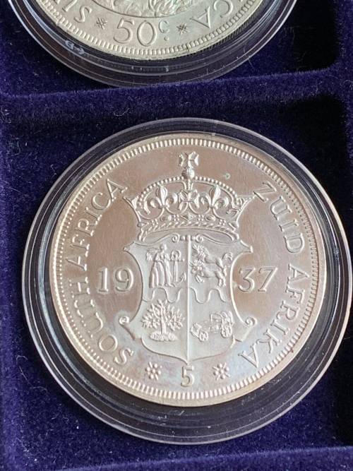 Complete Union Of South-Africa Crown Set of 1947-1964 + Rare 1937 King Edward Fantasy Silver Crown.