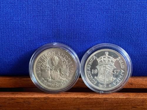 Complete Union Of South-Africa Crown Set of 1947-1964 + Rare 1937 King Edward Fantasy Silver Crown.