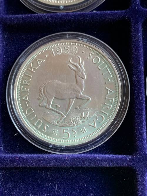 Complete Union Of South-Africa Crown Set of 1947-1964 + Rare 1937 King Edward Fantasy Silver Crown.