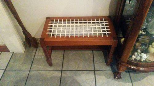 vintage riempie stool turned legs