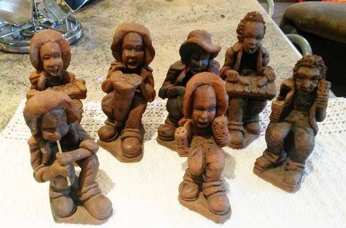 vintage south african terracota tribal musicians/ township art x 7 off