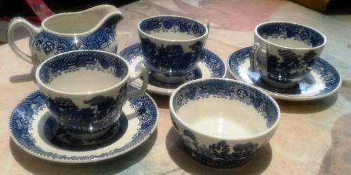 vintage art deco woods demitasse cup saucers x 3 and sugar bowl and milk jug