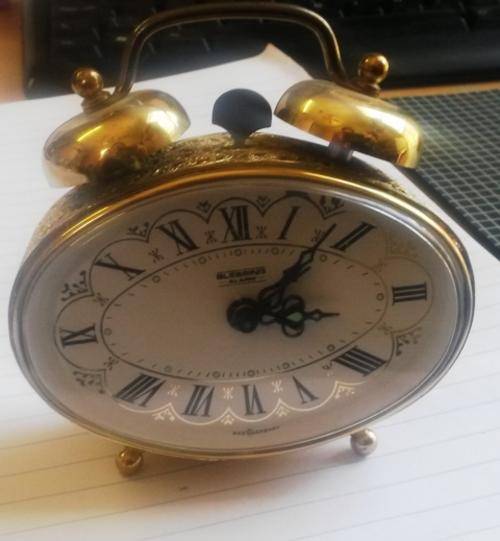 vintage goldtone blessings alarm clock
