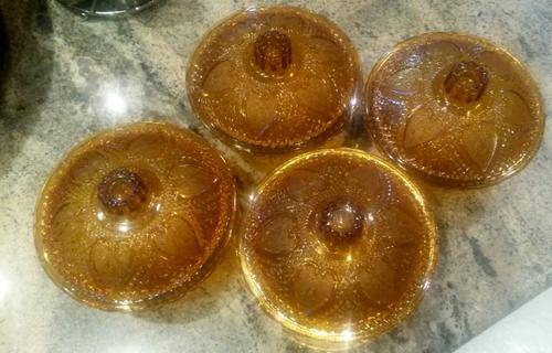 stunning pressed glass vintage indonesian amber pasari bowls with lids