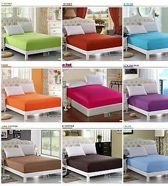 QUEEN-ELASTICATED FITTED SHEET + TWO PILLOW CASES colors per table in description