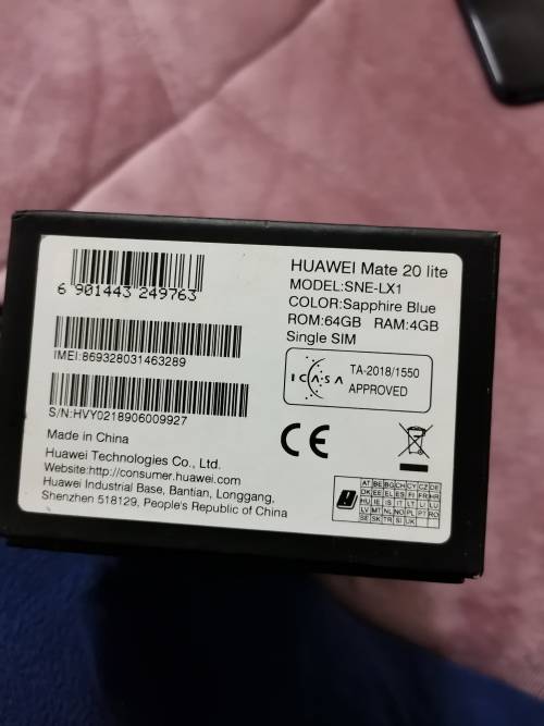 HUAWEI MATE 20 LITE EXCELLENT WORKING CONDITION *WITH BOX**MOBILE *LTE *WOW**BARGAIN