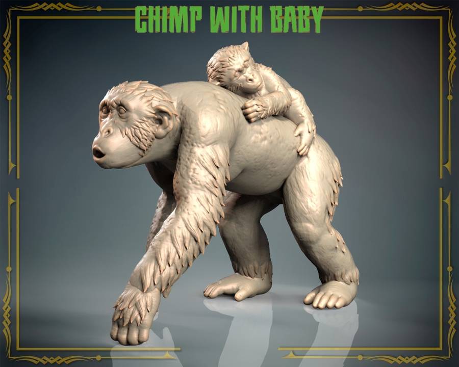 Animals Set 3 - 1:87 Scale - Chimp With Baby (5 Pack)