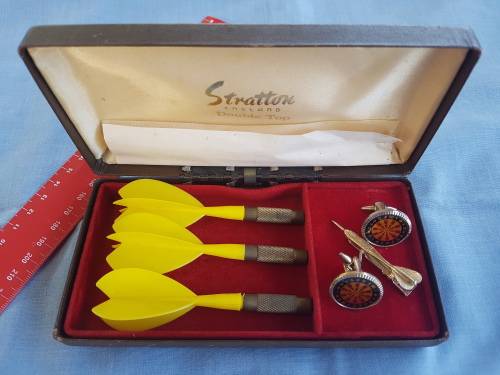 Stratton England Double Top Box - Darts and Cufflinks and Tie Clip Set
