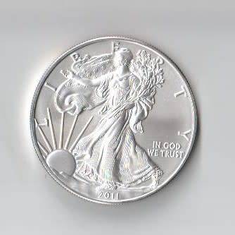 2011 USA SILVER EAGLE -  ONE OUNCE of SILVER. AS PER SCANS.