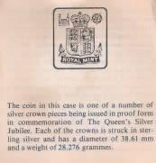 1977 BRITISH PROOF STERLING SILVER CROWN - 28,276 grams, in CAPSULE & BLUE PRESENTATION BOX.