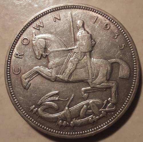 1935 BRITISH SILVER CROWN.