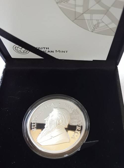 RSA ONE OUNCE 2018 PROOF SILVER KRUGERRAND IN PRESENTATION BOX, CAPSULE & WITH CERT of AUTHENTICITY.