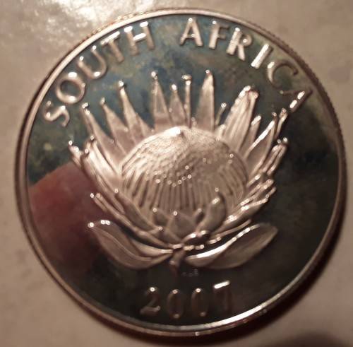 RSA MANDELA SILVER UNC R1 - 2007, IN POUCH with CoA.