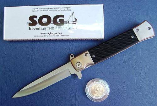 SOG FLASH TANTO SS KNIFE with INTERNAL BLADE RELEASE + FREE R5 MANDELA UNC COIN.