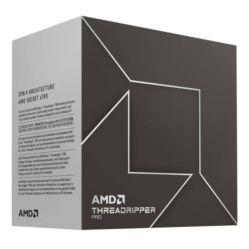 AMD Ryzen Threadripper PRO 7995WX Socket sTR5 CPU, 64 Core/192 Thread Base Clock 2.5GHz, Max Boost