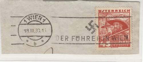 AUSTRIA INTERESTING POSTMARK WITH A SWASTIKA PRE 2ND WORLD