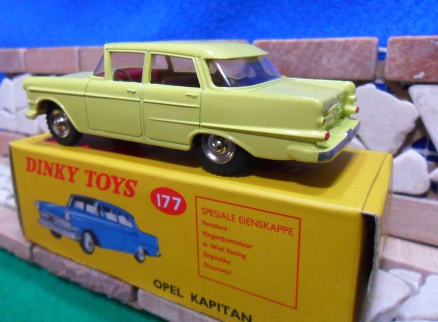 RARE STUNNING ATLAS DINKY NO 177  OPEL KAPITAN  ( YELLOW  VERSION ) MINT WITH THE ORIGINAL SA BOX.