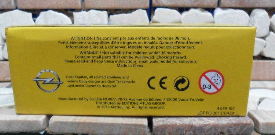 RARE STUNNING ATLAS DINKY NO 177  OPEL KAPITAN  ( YELLOW  VERSION ) MINT WITH THE ORIGINAL SA BOX.