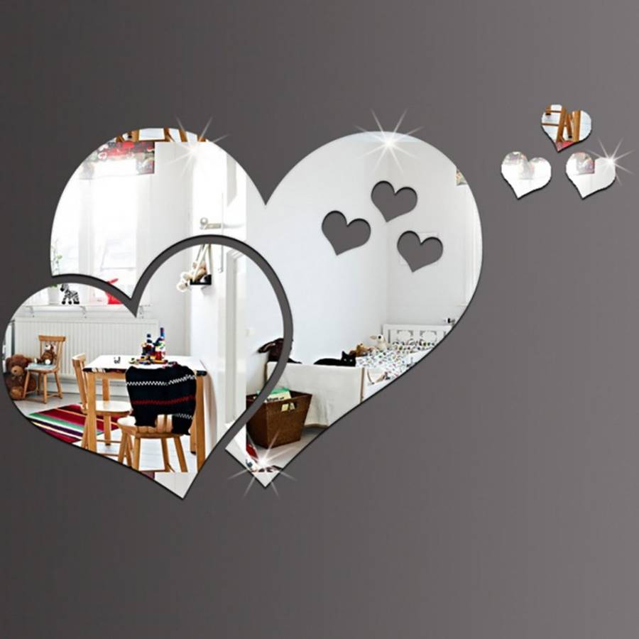 Mirror Wall Stickers Love Heart
