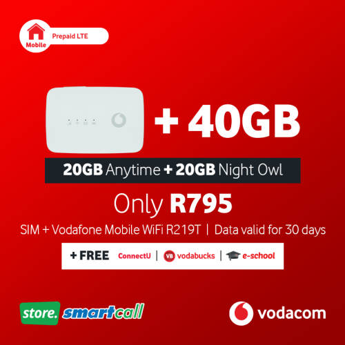 Vodafone Mobile Wifi R219T + 40GB Vodacom LTE Data